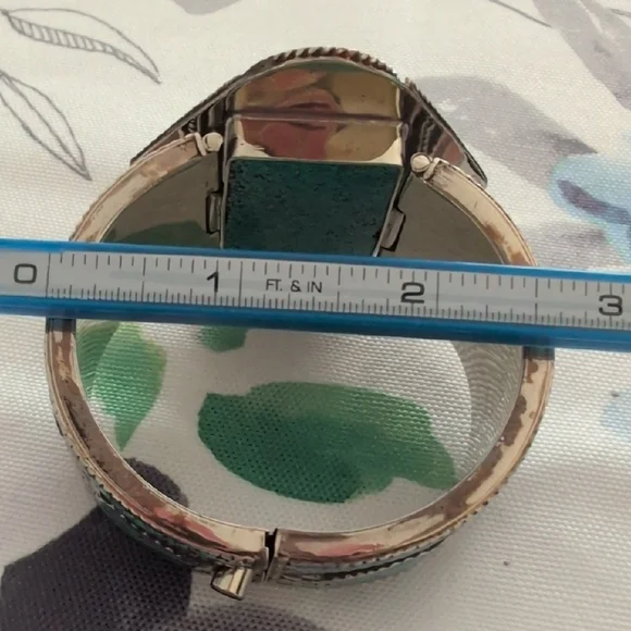 Turquoise and Coral Stone Tibetan Silver Bracelet - Picture 8 of 11